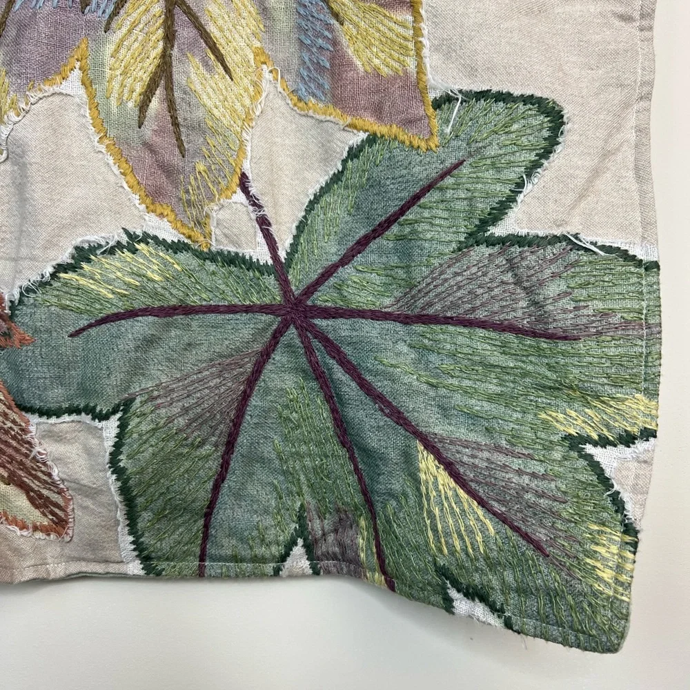 Pottery Barn embroidered leaf
